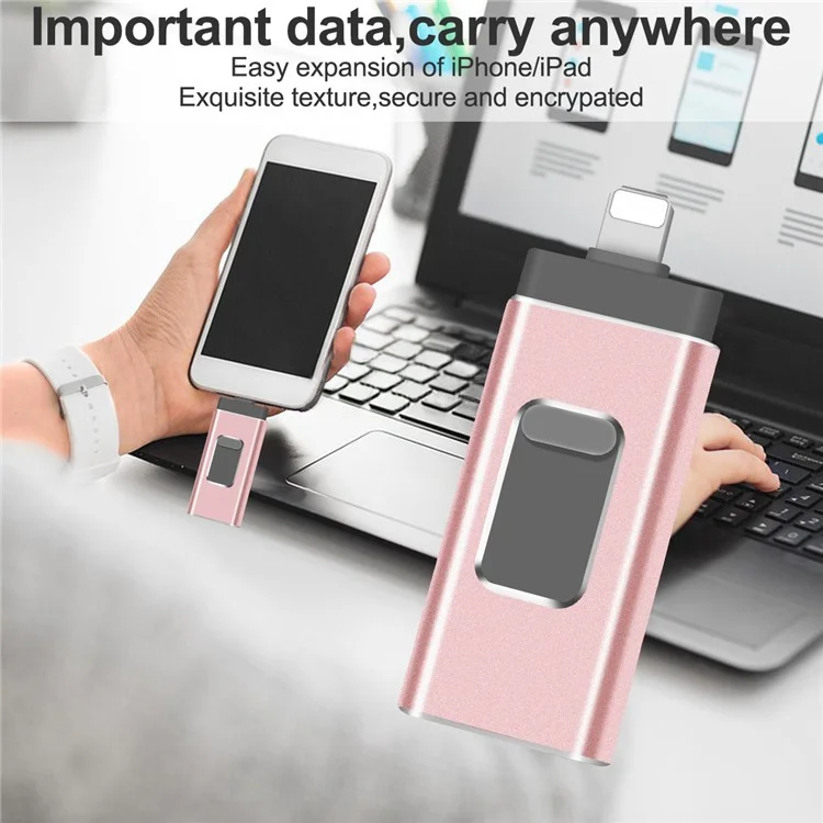 RICHWELL R-01B 256GB USB 3.0 Flash Drive USB Memory Stick External Storage Thumb Drive Photo Stick for iPhone Android PC - Pink