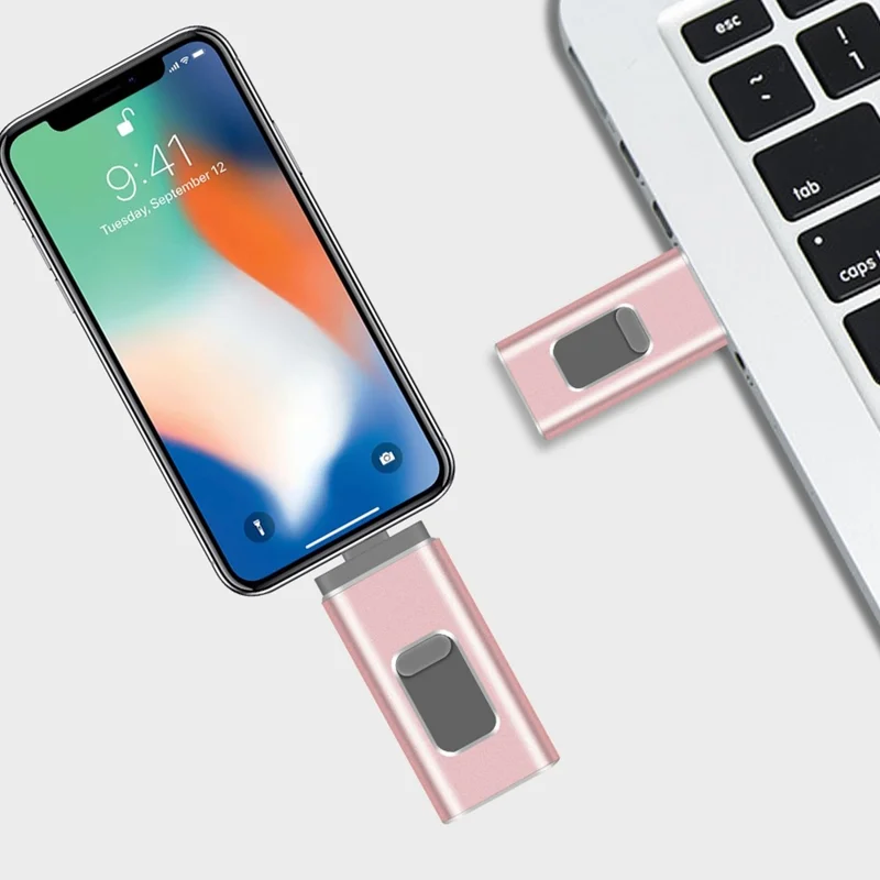 RICHWELL R-01B 128GB Retractable USB Memory Stick USB 3.0 Flash Drive External Storage Thumb Drive Photo Stick for Phone Computer - Pink