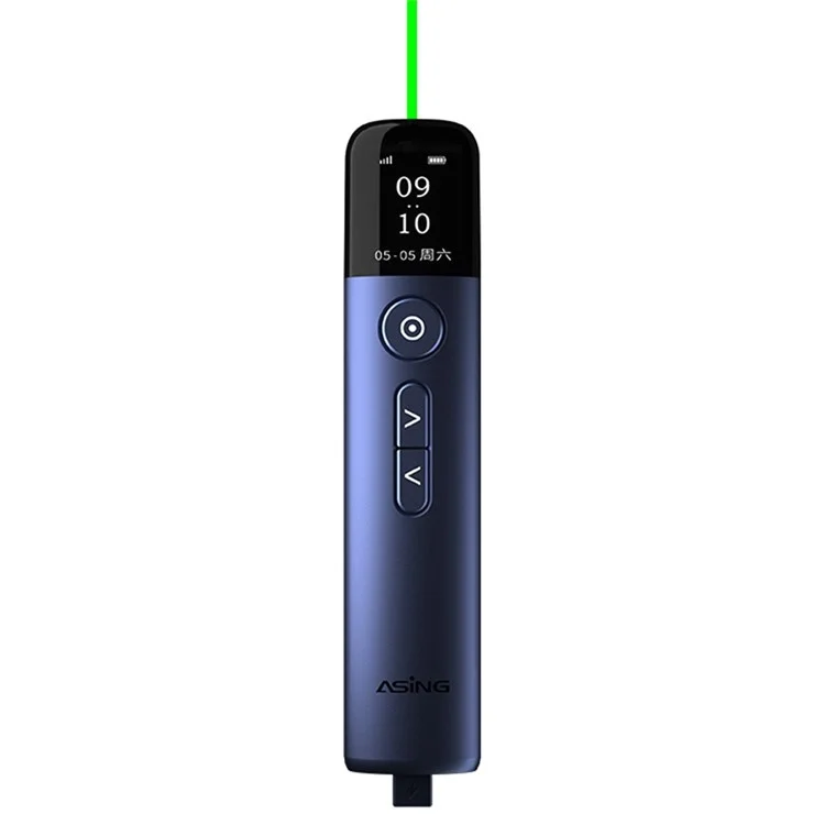 ASING A9 32G Presentation Clicker for Powerpoint Clicker with LCD Screen Multi-function Presenter Remote Pointer Rechargeable Presentation Pointer for Computer Projector (Smart Version) - Blue