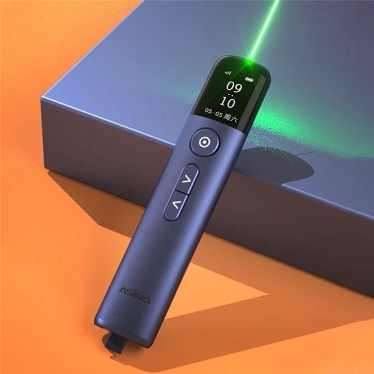 ASING A9 32G Presentation Clicker for Powerpoint Clicker with LCD Screen Multi-function Presenter Remote Pointer Rechargeable Presentation Pointer for Computer Projector (Smart Version) - Blue