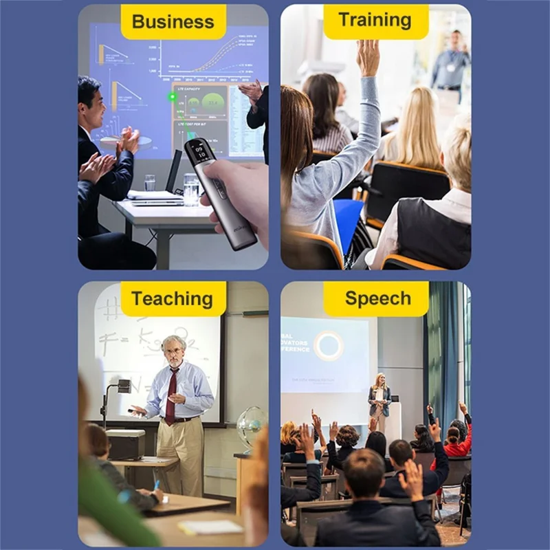 ASING A9 128Mb Multifunktionell Presentatörsfjärrkontroll för Powerpoint Presentation Pekeanordning Laddbar Presentatörspeke med LCD-skärm för datorprojektor (Smart version) - Blå