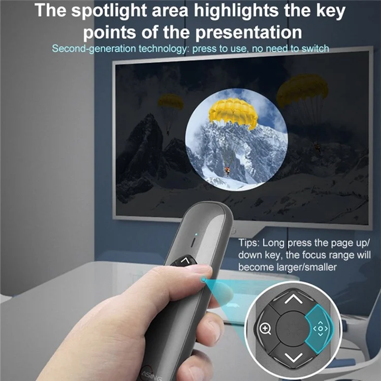 Asing A8 128G 2,4 Ghz Wireless Moderator Remote Für PowerPoint Pointer Präsentation Clicker Laser -seite Wenden Sie Den Stift Mit LED -display Für Geschäftsunterricht (Physical Green Light + Digital Laser)