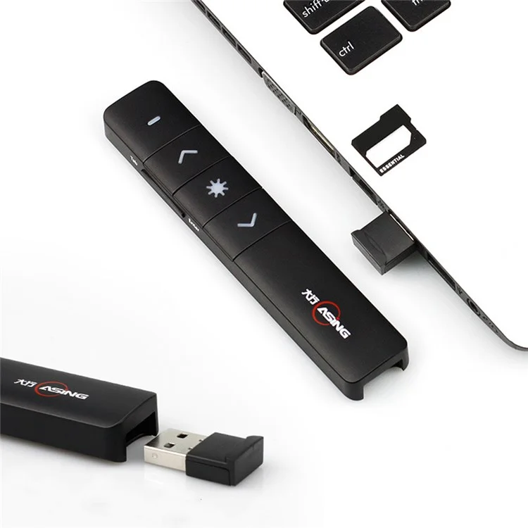 ASING A218 Presentation Clicker Electronic Pointer Page Turning Pen Remote Control Pointer with Red Light for PowerPoint