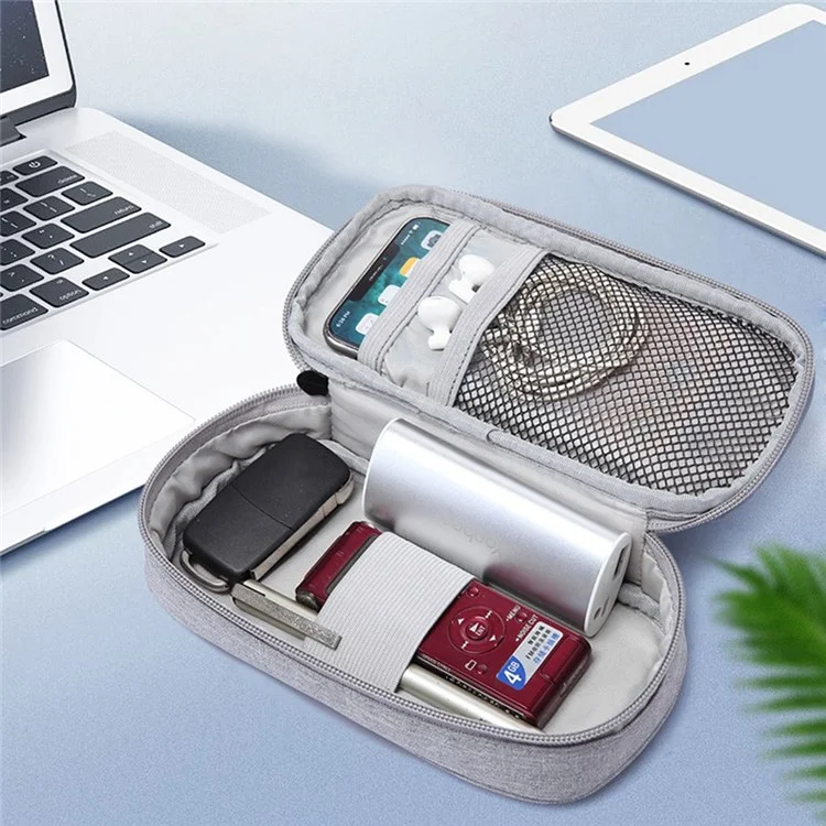 ZZRS S05 Electronic Accessories Bag Organization Pouch for Earphone, Cable, USB Flash Drive, Mouse, Wall Charger - Grey