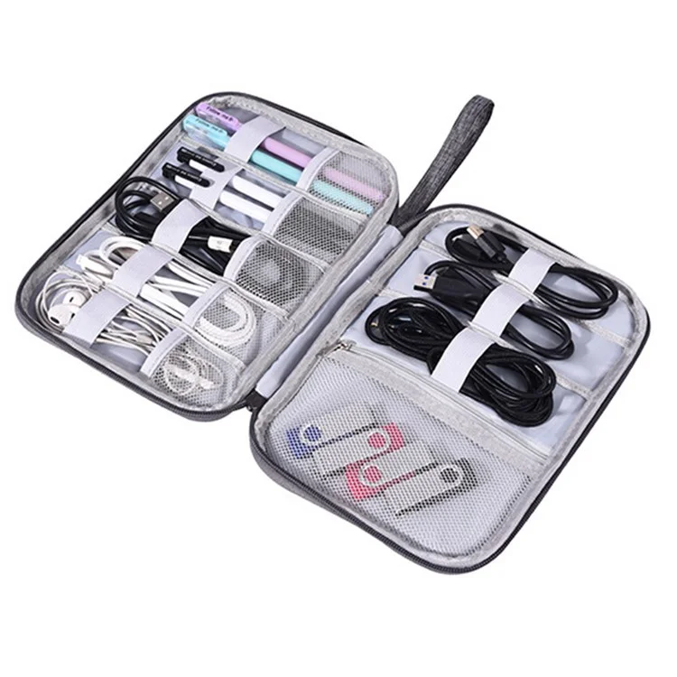 Gena Portable Travel Digital Accessesies Data Data Data Cable U-Disk Zipper Переноситель Мешочек - Серый