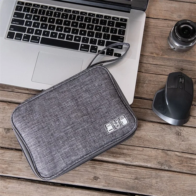 Gena Portable Travel Digital Accessesies Data Data Data Cable U-Disk Zipper Переноситель Мешочек - Серый