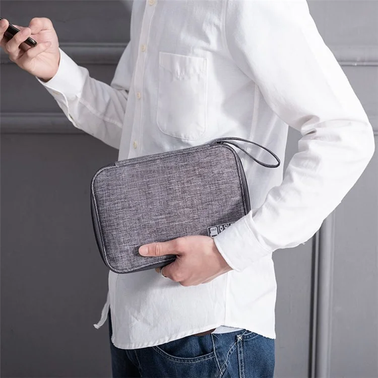 Gena Portable Travel Digital Accessesies Data Data Data Cable U-Disk Zipper Переноситель Мешочек - Серый