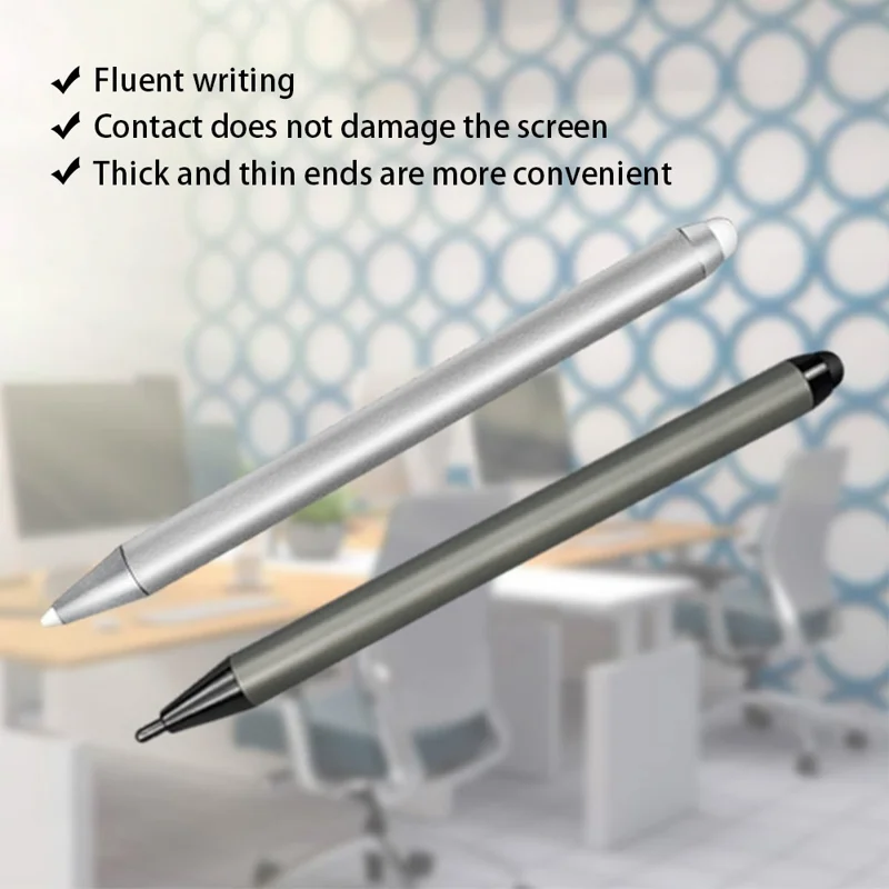 Handheld Infrared Whiteboard Stylus Double-Ended Integrated Pen Stylus with Thick and Thin Nib for Business Meeting Class Teaching - Silver