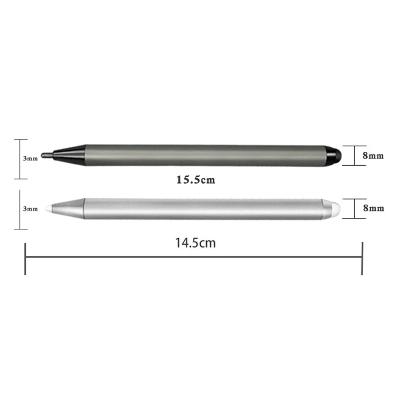 Handheld Infrared Whiteboard Stylus Double-Ended Integrated Pen Stylus with Thick and Thin Nib for Business Meeting Class Teaching - Silver
