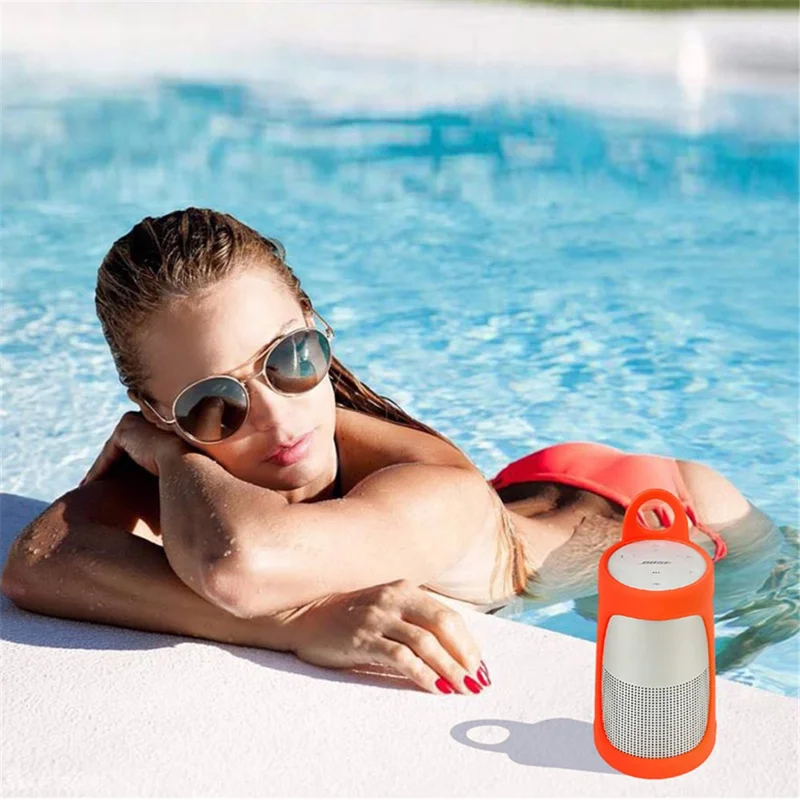 For BOSE Soundlink Revolve Bluetooth-compatible Speaker Silicone Carrying Case Anti-scratch Good Protective Cover - Orange