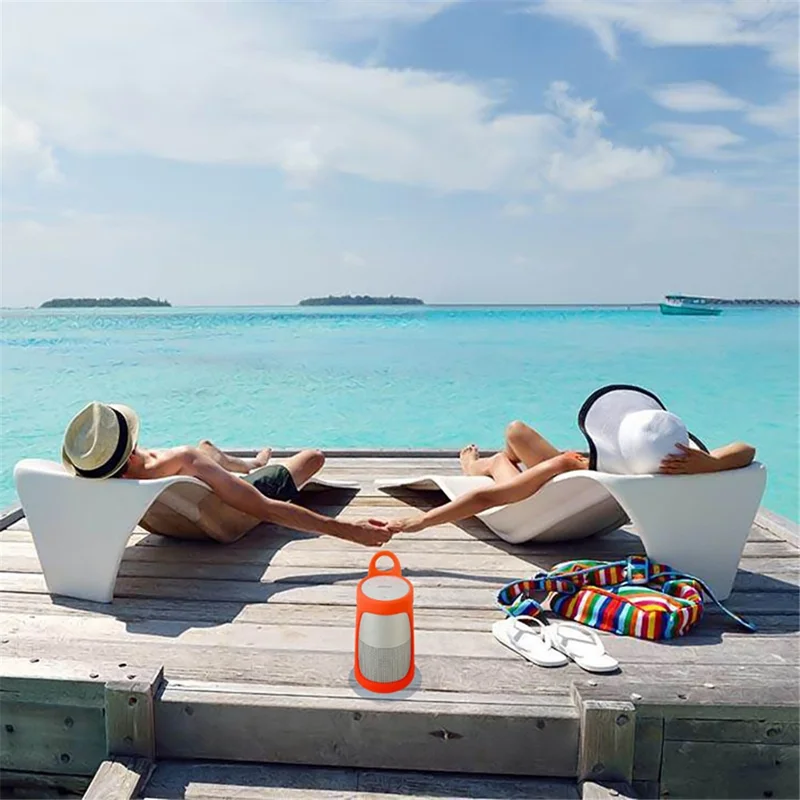 For BOSE Soundlink Revolve Bluetooth-compatible Speaker Silicone Carrying Case Anti-scratch Good Protective Cover - Orange