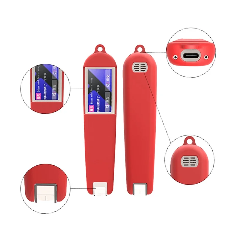 Silicone Case Sleeve for Newmine N3 Dictionary Pen, Full Protection Cover with Hanging Strap - Red