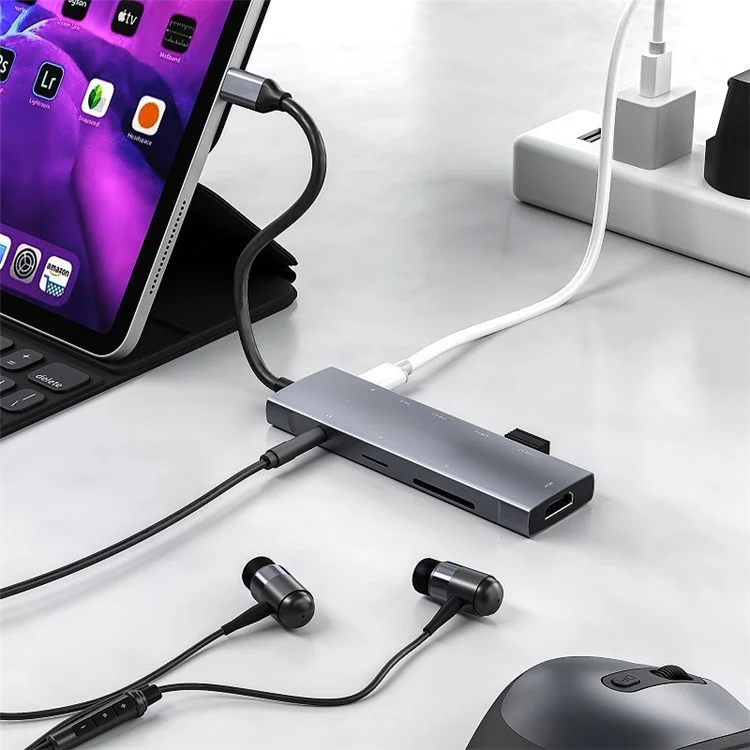 ZT-C909 9-Port USB C Hub Type C to 4K Resolution HD Video Adapter + PD + 2 x Memory Card Slots + 3.5mm Audio Port + 3 x USB 3.0 Ports + Type C Port Compatible for Laptops and Other Type C Devices