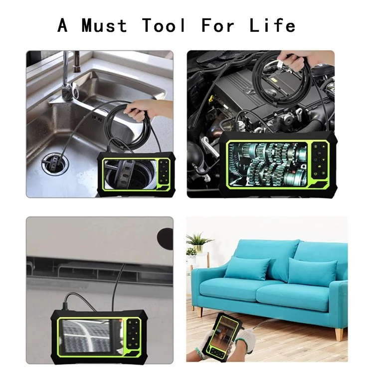 B315 2m Hard Wire 4.3'' Screen 1080P 5.5mm Single Lens HD Digital Borescope Inspection Camera Built-in 8 LED Lights
