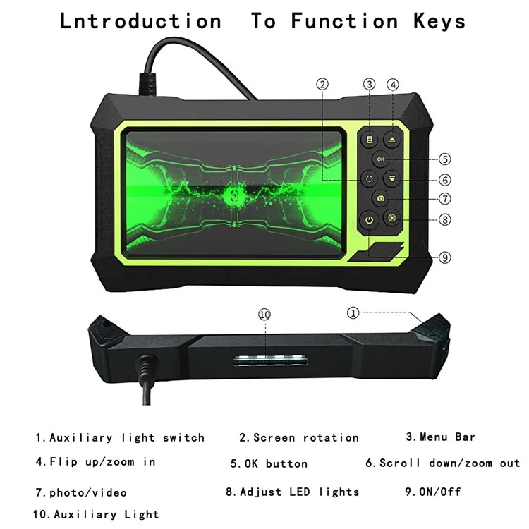 B315 2m Hard Wire 4.3'' Screen 1080P 5.5mm Single Lens HD Digital Borescope Inspection Camera Built-in 8 LED Lights