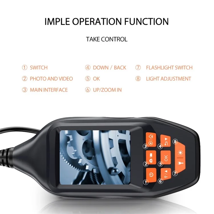 M30 10m Hard Wire Waterproof Single 8mm Lens 3.0'' IPS Screen 1080P Industrial Endoscope with 8 LED Lights