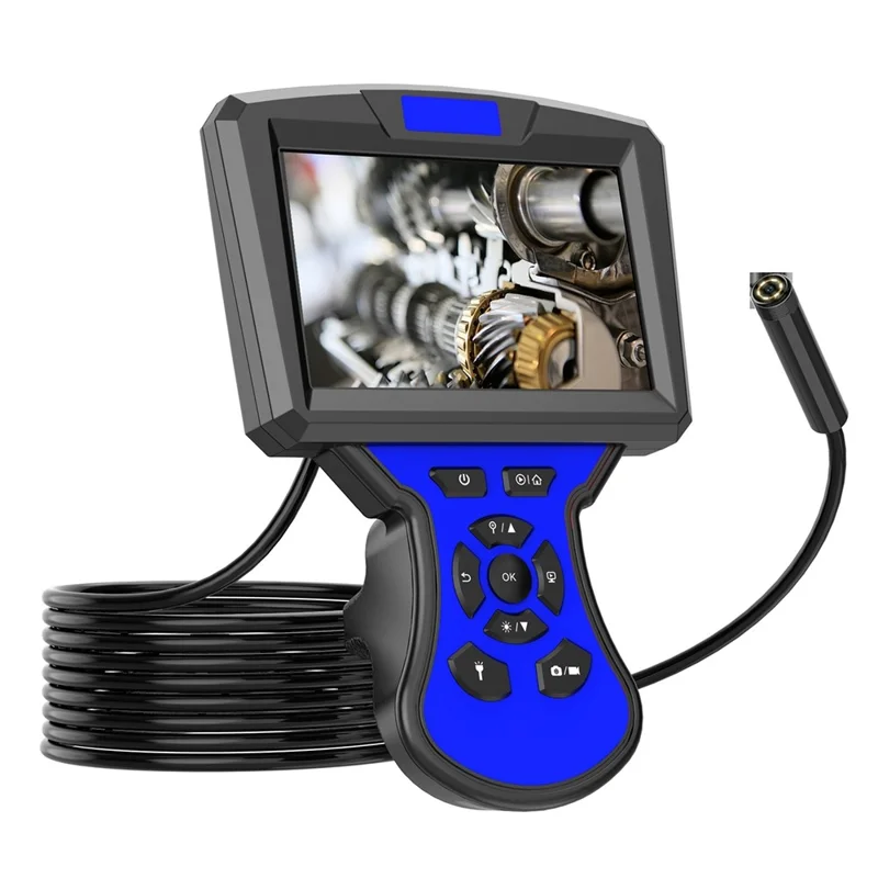 M50 Industrial Digital Borescope 15m / 49.2FT 5.0 inch 1080P 8mm IP67 Inspection Camera with 6 LED Lights  - Blue