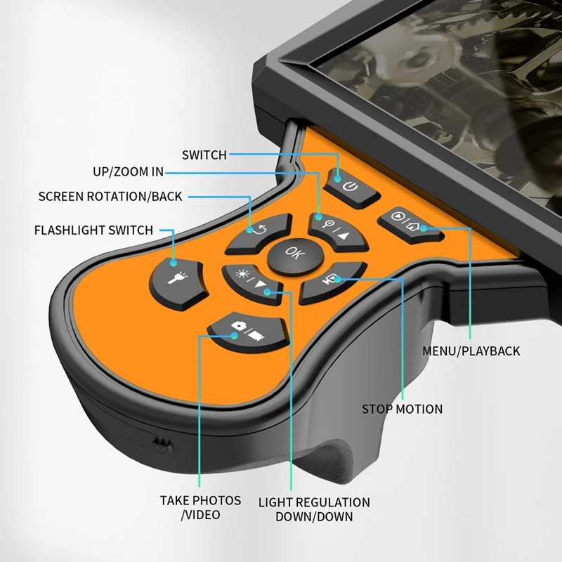 M50 Industrial Digital Borescope 15m / 49.2FT 5.0 inch 1080P 8mm IP67 Inspection Camera with 6 LED Lights  - Blue