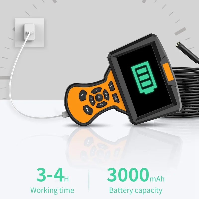 M50 Industrial Digital Borescope 15m / 49.2FT 5.0 inch 1080P 8mm IP67 Inspection Camera with 6 LED Lights  - Blue