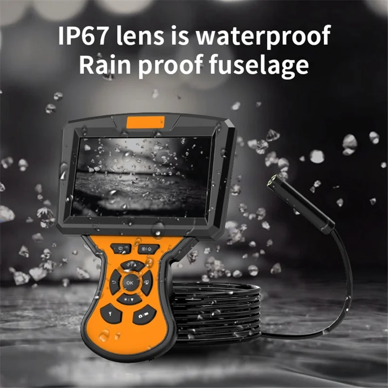 M50 Industrial Digital Borescope 15m / 49.2FT 5.0 inch 1080P 8mm IP67 Inspection Camera with 6 LED Lights  - Blue