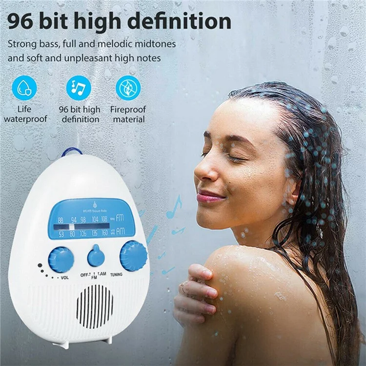 Altavoz portátil con radio AM/FM SY-900 IPX4 resistente al agua, alimentado por batería, con cordón