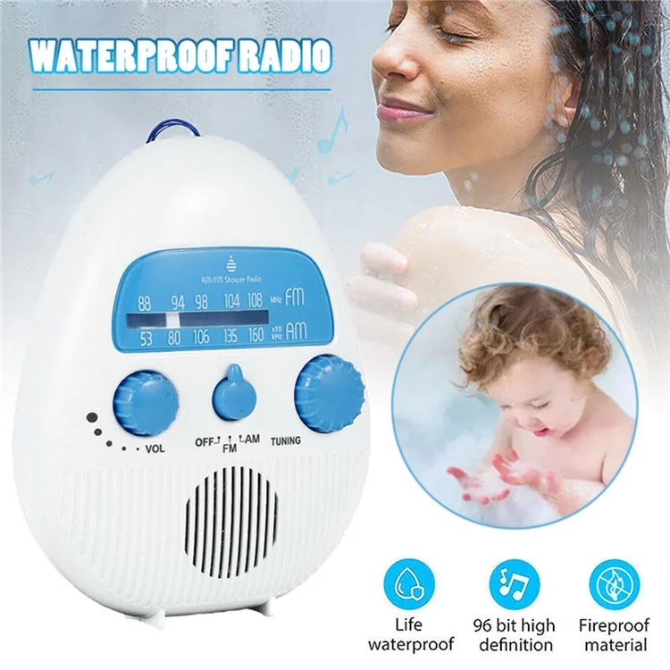 Altavoz portátil con radio AM/FM SY-900 IPX4 resistente al agua, alimentado por batería, con cordón