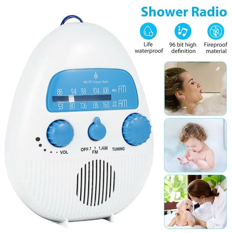 Altavoz portátil con radio AM/FM SY-900 IPX4 resistente al agua, alimentado por batería, con cordón