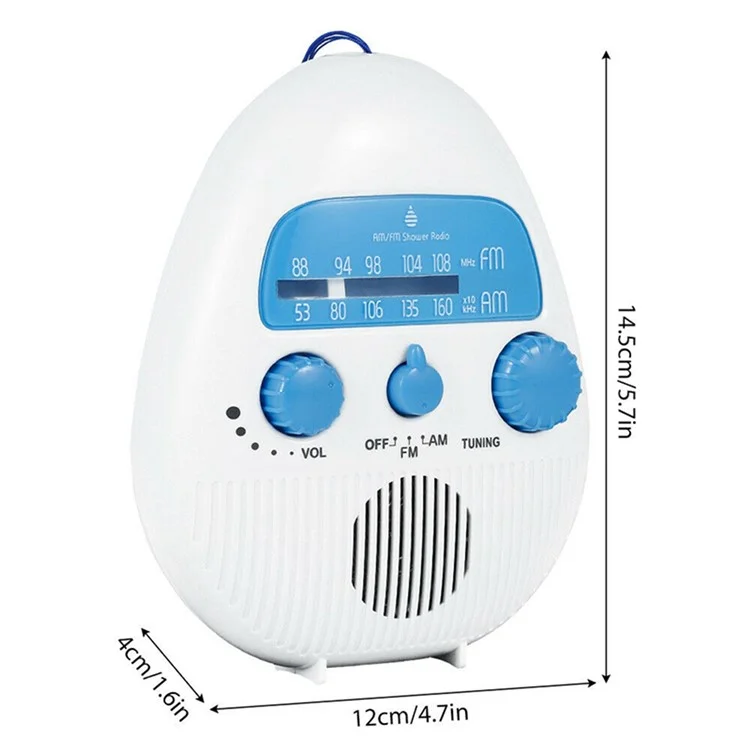 Altavoz portátil con radio AM/FM SY-900 IPX4 resistente al agua, alimentado por batería, con cordón