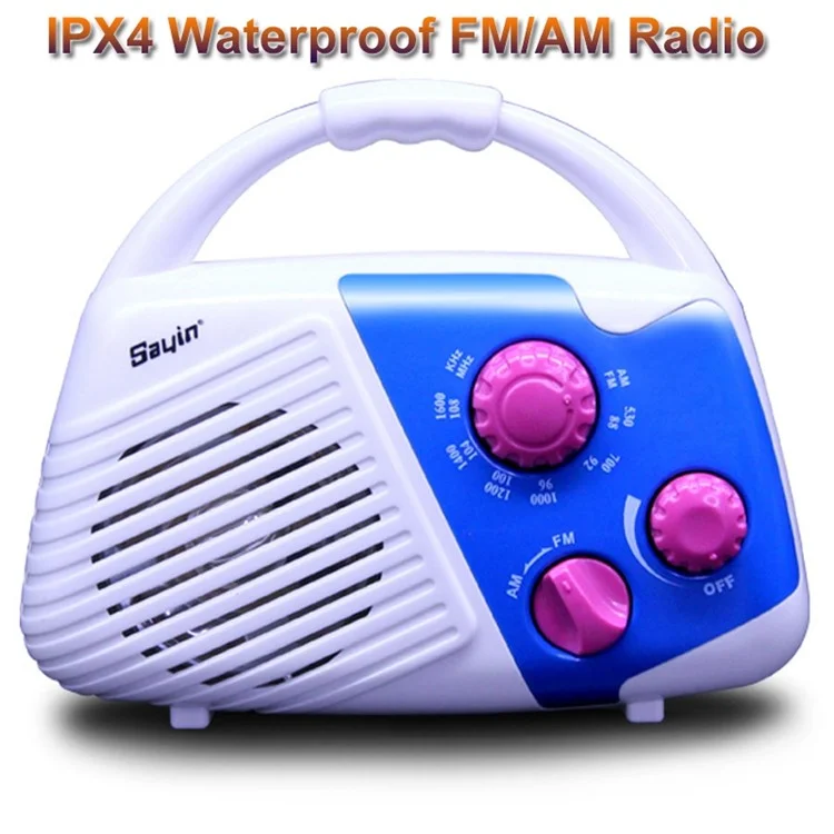 SY-920 IPX4 Водонепроницаемое Радио для ванной и душа с AM/FM и верхней ручкой, работающее от батареек