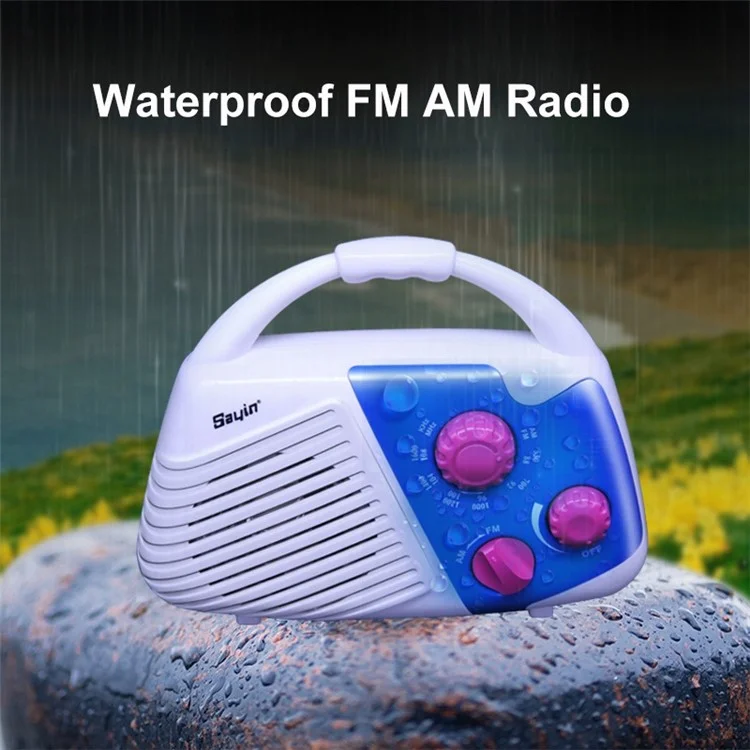 SY-920 IPX4 Водонепроницаемое Радио для ванной и душа с AM/FM и верхней ручкой, работающее от батареек