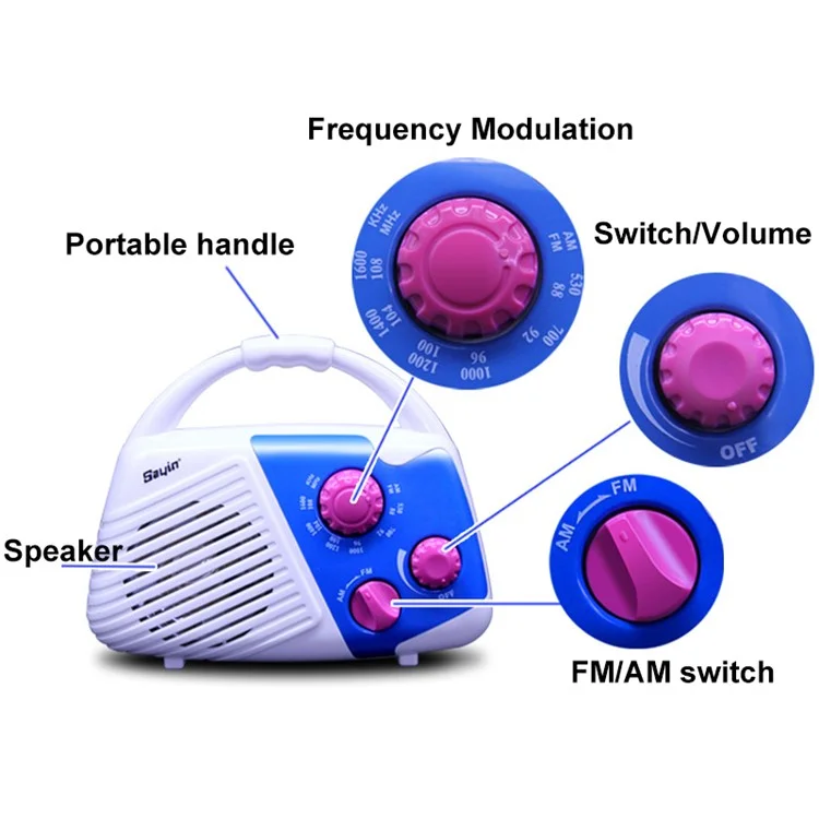 SY-920 IPX4 Водонепроницаемое Радио для ванной и душа с AM/FM и верхней ручкой, работающее от батареек