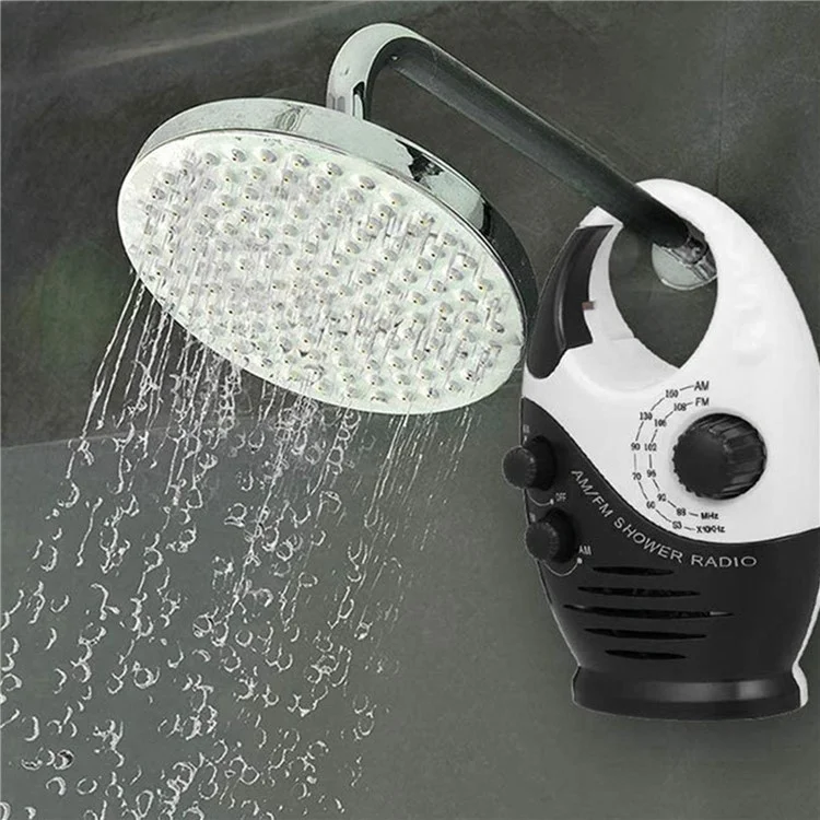 SY-950 Portable Shower Radio AM FM IPX4 Resistente al Agua Altavoz Alimentado por Batería con Asa Superior - Negro
