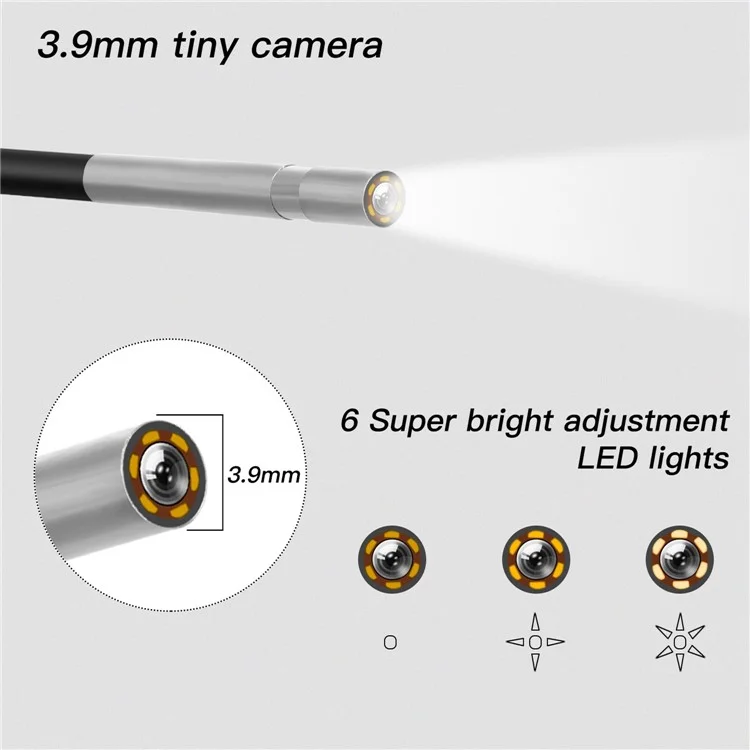 F240 WiFi Wireless Industrial Endoscope IP67 IP67 Appareil Parme de Boressope 3,9 mm Avec 10 m de Fil Dur