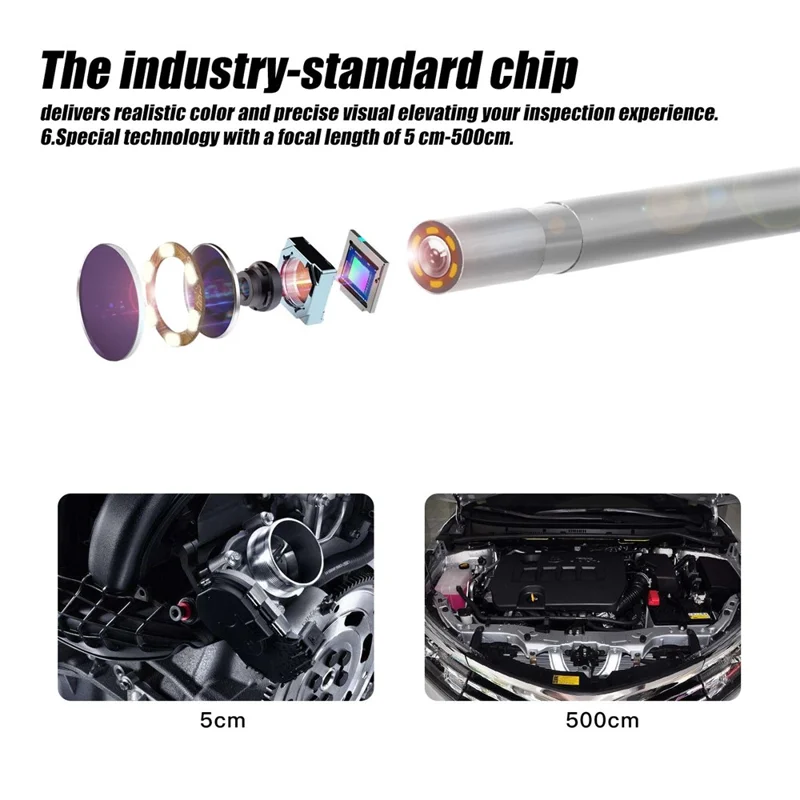 F240 WiFi Wireless Industrial Endoscope 3.9mm Inspection Camera IP67 Waterproof Borescope Scope Camera with 5m Hard Wire