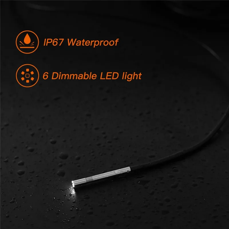 F240 WiFi Wireless Industrial Endoscope 3.9mm Inspection Camera IP67 Waterproof Borescope Scope Camera with 5m Hard Wire