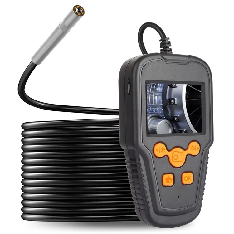 P60A 10m Hard Wire 8-LED Built-in 3.9mm Camera Lens Industrial Endoscope Inspection with and 2.4'' Screen Display