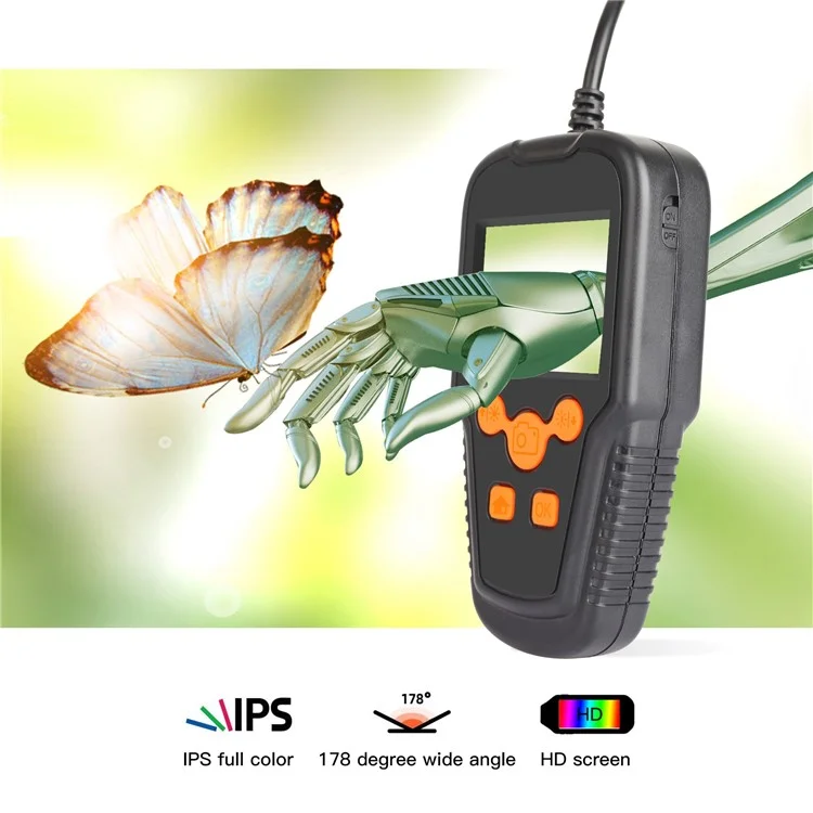 P60A 10m Hard Wire 8-LED Built-in 3.9mm Camera Lens Industrial Endoscope Inspection with and 2.4'' Screen Display