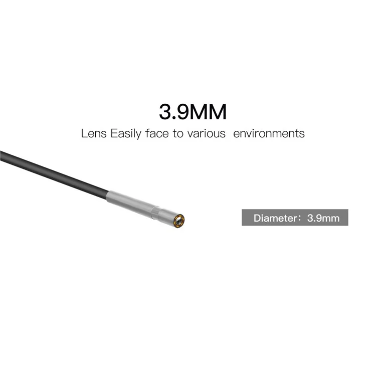P60A 10m Hard Wire 8-LED Built-in 3.9mm Camera Lens Industrial Endoscope Inspection with and 2.4'' Screen Display