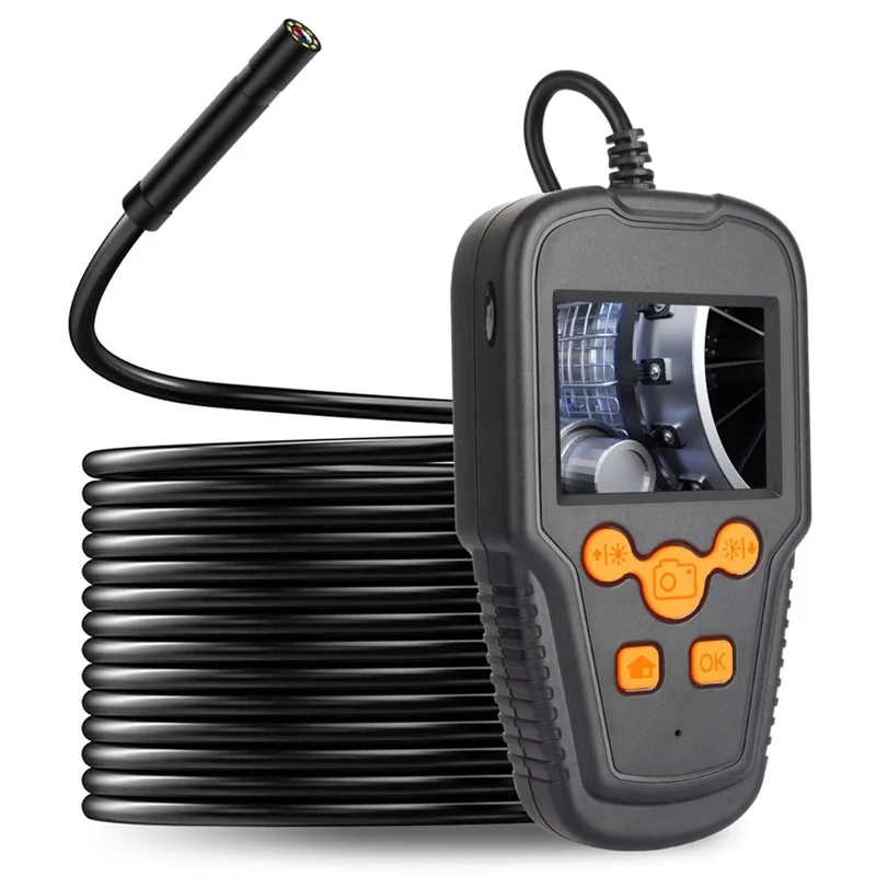 P60A 10m Hard Wire 8mm Lens Portable 2.4 inch Screen Industrial Endoscope Waterproof HD Inspection Camera Borescope