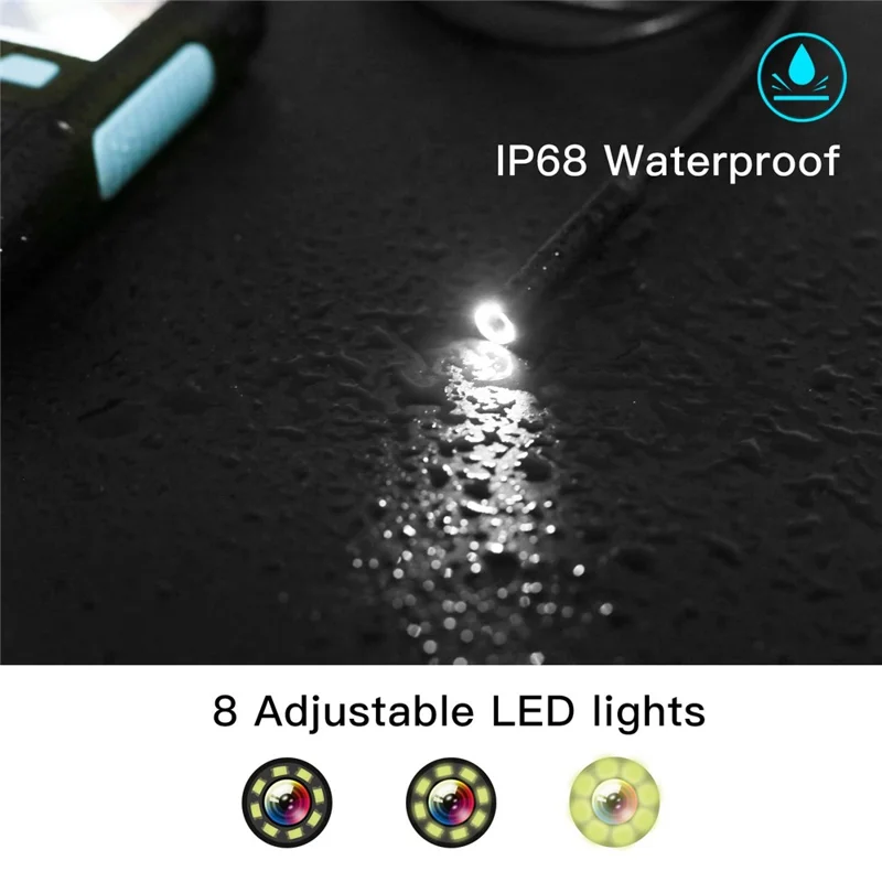 P60B 2m Hard Wire 3.9mm Lens 8-LED Inspection Camera 2.4'' Screen Display Industrial Endoscope