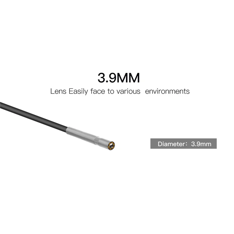 P60B 2m Hard Wire 3.9mm Lens 8-LED Inspection Camera 2.4'' Screen Display Industrial Endoscope