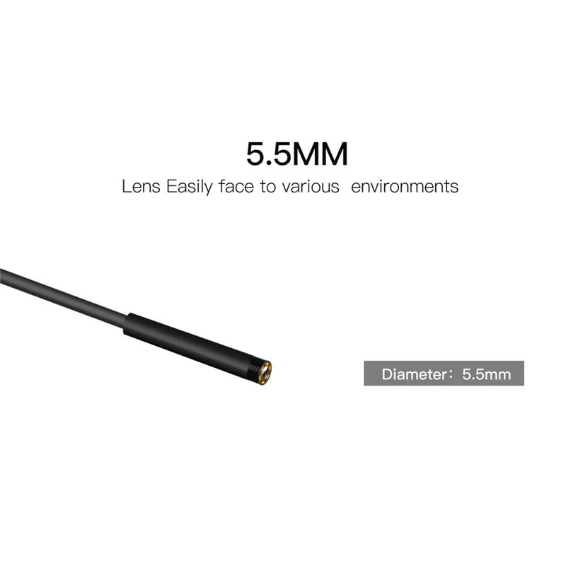 P60B 5m Harde Draad 8-LED HD Inspectie 5,5 mm Lenscamera 2,4'' Schermdisplay Industriële Endoscoop