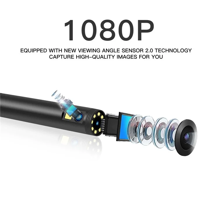 P50 4.5-inch Screen Industrial Smart Phone Endoscope with 8mm / 10m Hard Wire IP68 Waterproof Borescope Scope Camera Dual Lends Inspection Camera