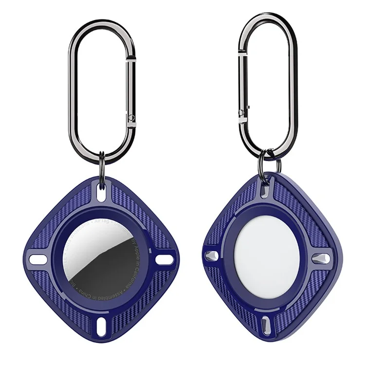 Für Apple AirTag Locator TPU-Hülle Carbon Fiber Bluetooth Tracker Schutzhülle mit Schlüsselanhänger - Blau