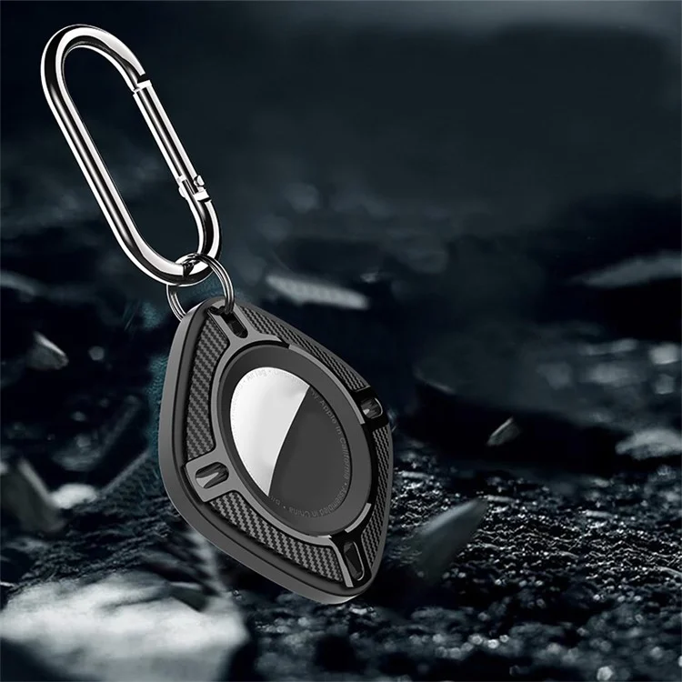 Für Apple AirTag Locator TPU-Hülle Carbon Fiber Bluetooth Tracker Schutzhülle mit Schlüsselanhänger - Blau