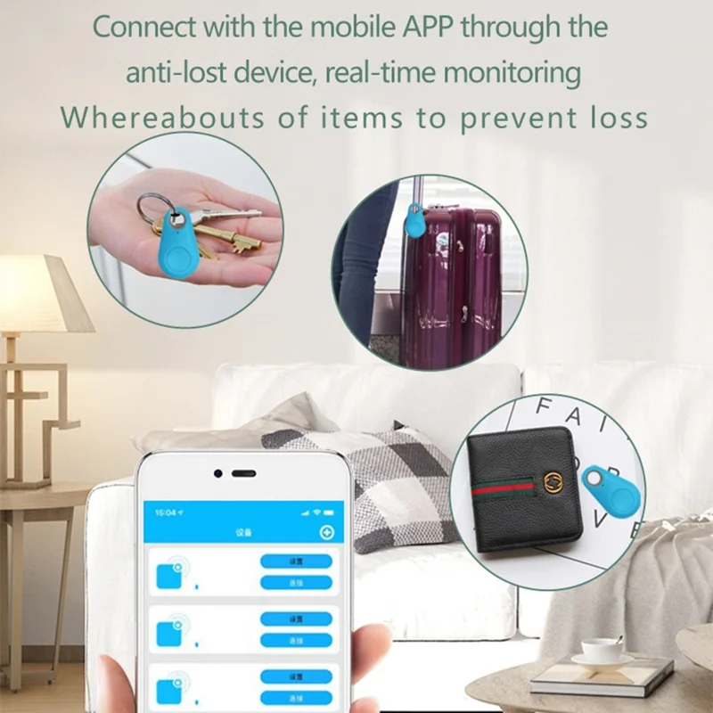 Smart Bluetooth-compatible Item Locator Finder Pet Key Wallet Dog Tracker Anti-Lost Tag Alarm Reminder - Green