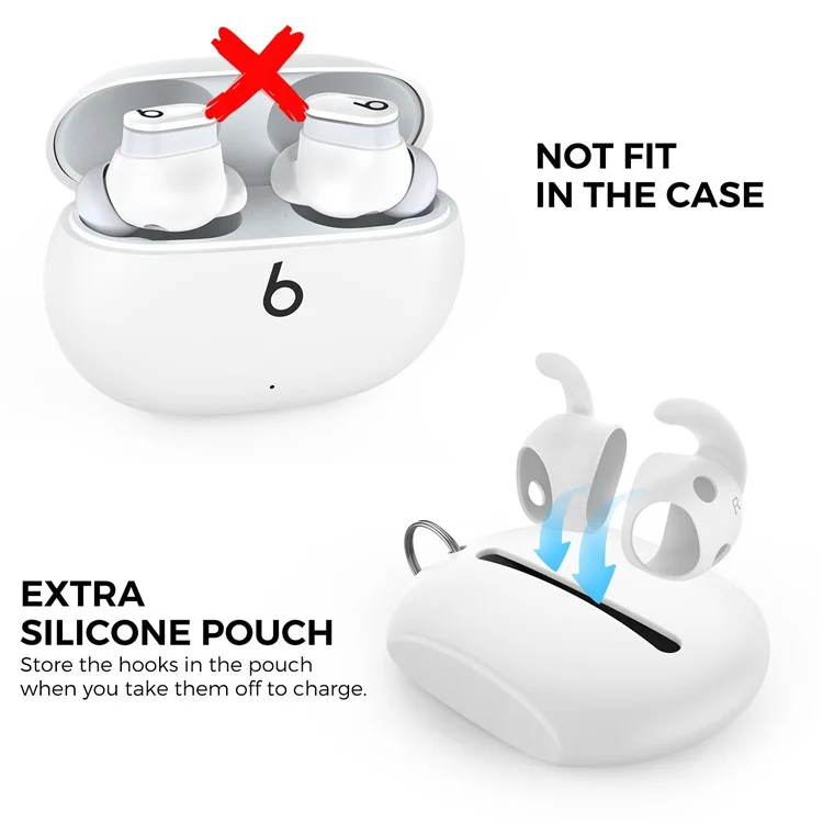 AHASTYLE PT172 1 Par de Capa de Fone de Ouvido de Silicone para Beats Studio Buds, Pontas de Ouvido Macias e Confortáveis - Preto