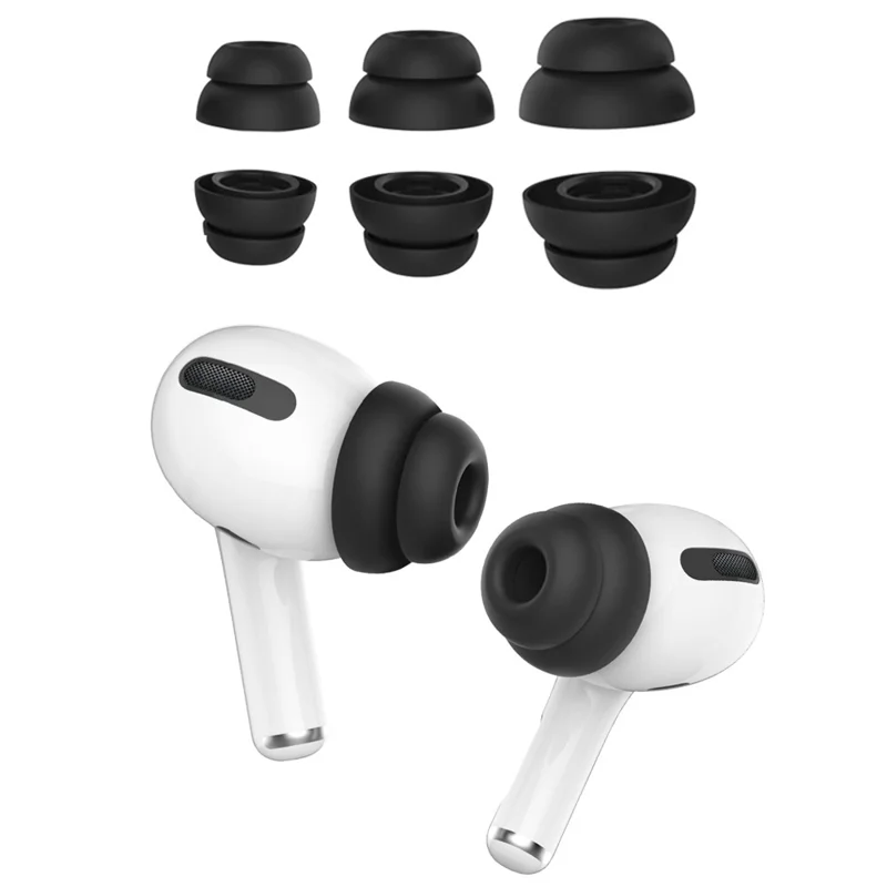 AhaStyle PT99-2 For Apple AirPods Pro 3 Pairs Earphone Cap Silicone Soft Ear Tips Replacement, Size: S+M+L - Black