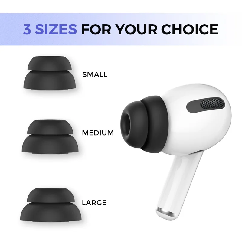 AhaStyle PT99-2 For Apple AirPods Pro 3 Pairs Earphone Cap Silicone Soft Ear Tips Replacement, Size: S+M+L - Black