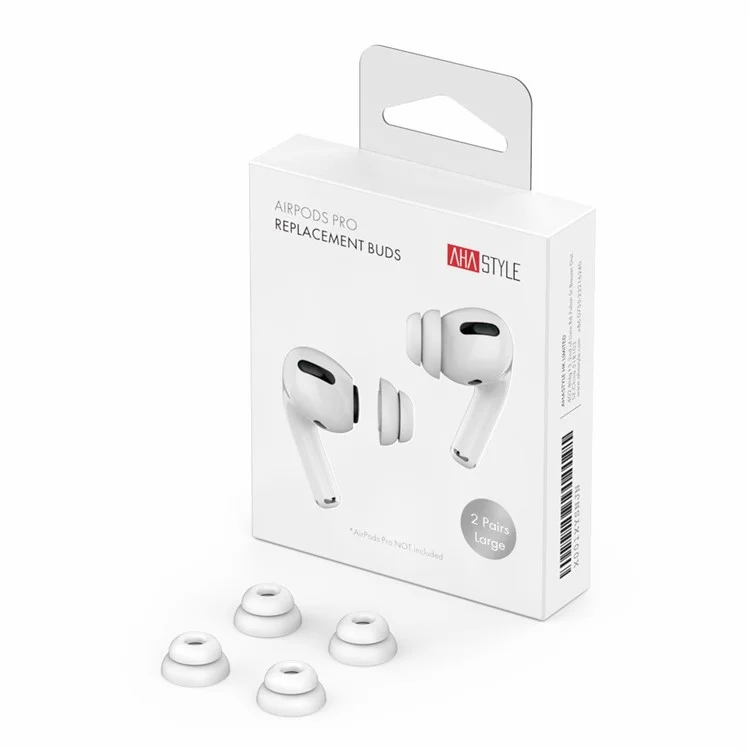 AHASTYLE PT99-2 2 Paires d'Embouts d'Oreille en Silicone pour AirPods Pro / AirPods Pro 2 Casque Flexible Remplacement des Capuchons d'Oreille, Taille: S